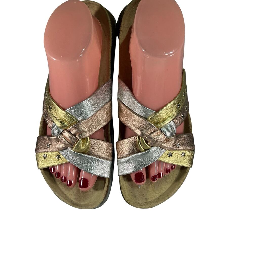 Birkenstock Betula Women's US9 EU40 Metallic Gold Braided Strappy Slide sandals - Picture 5 of 8